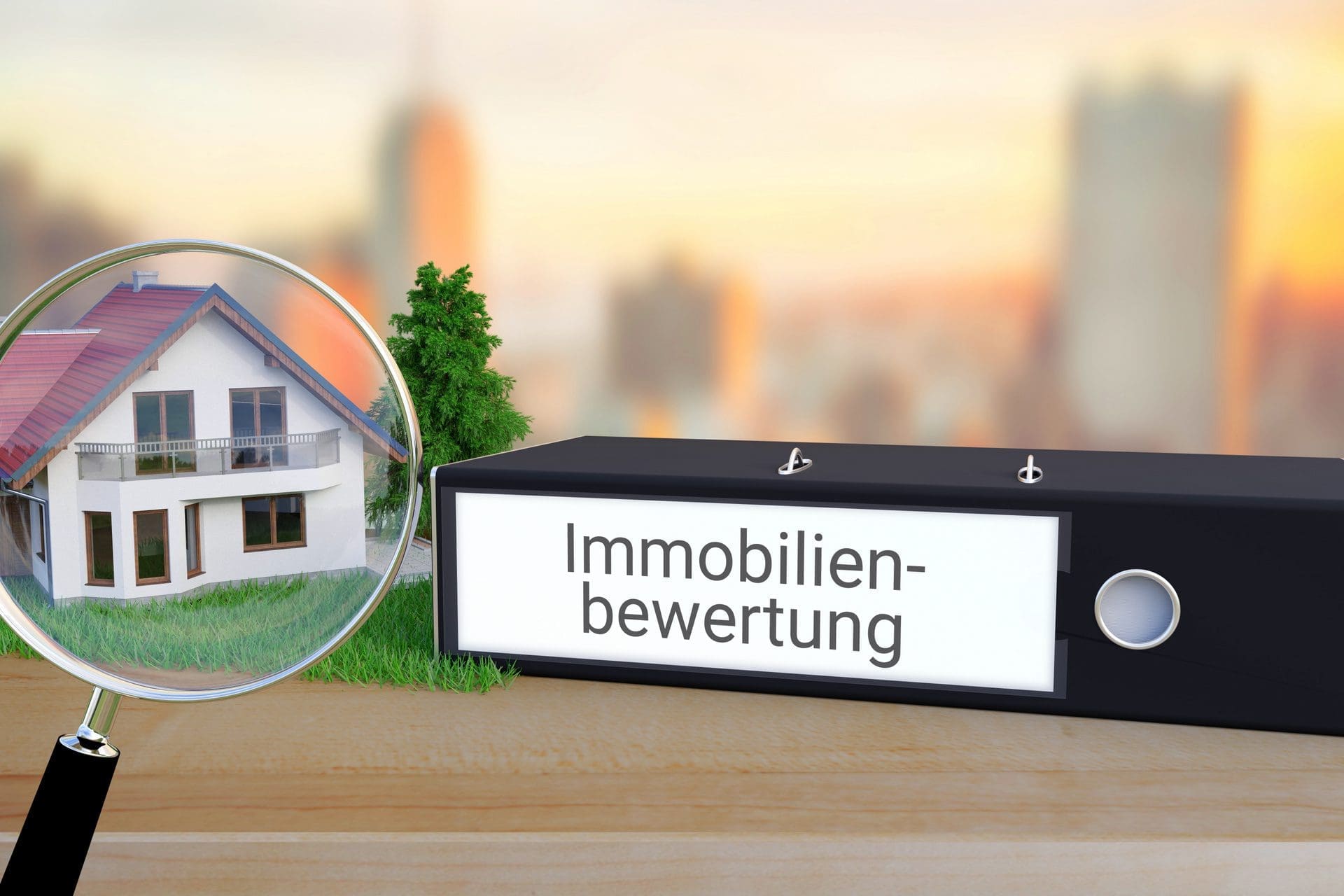 Die Immobilienbewertung (Haus, Grundstück) kann als vom Immobiliengutachter als Kurzgutachten oder Vollgutachten vorgenommen werden. Häufig besteht Bedarf für die Wertermittlung / ein Verkehrswertgutachten bei einem Immobilienverkauf. Genutzte Verfahren sind z.B. das Sachwertverfahren und das Ertragswertverfahren. (© MQ-Illustrations / stock.adobe.com)