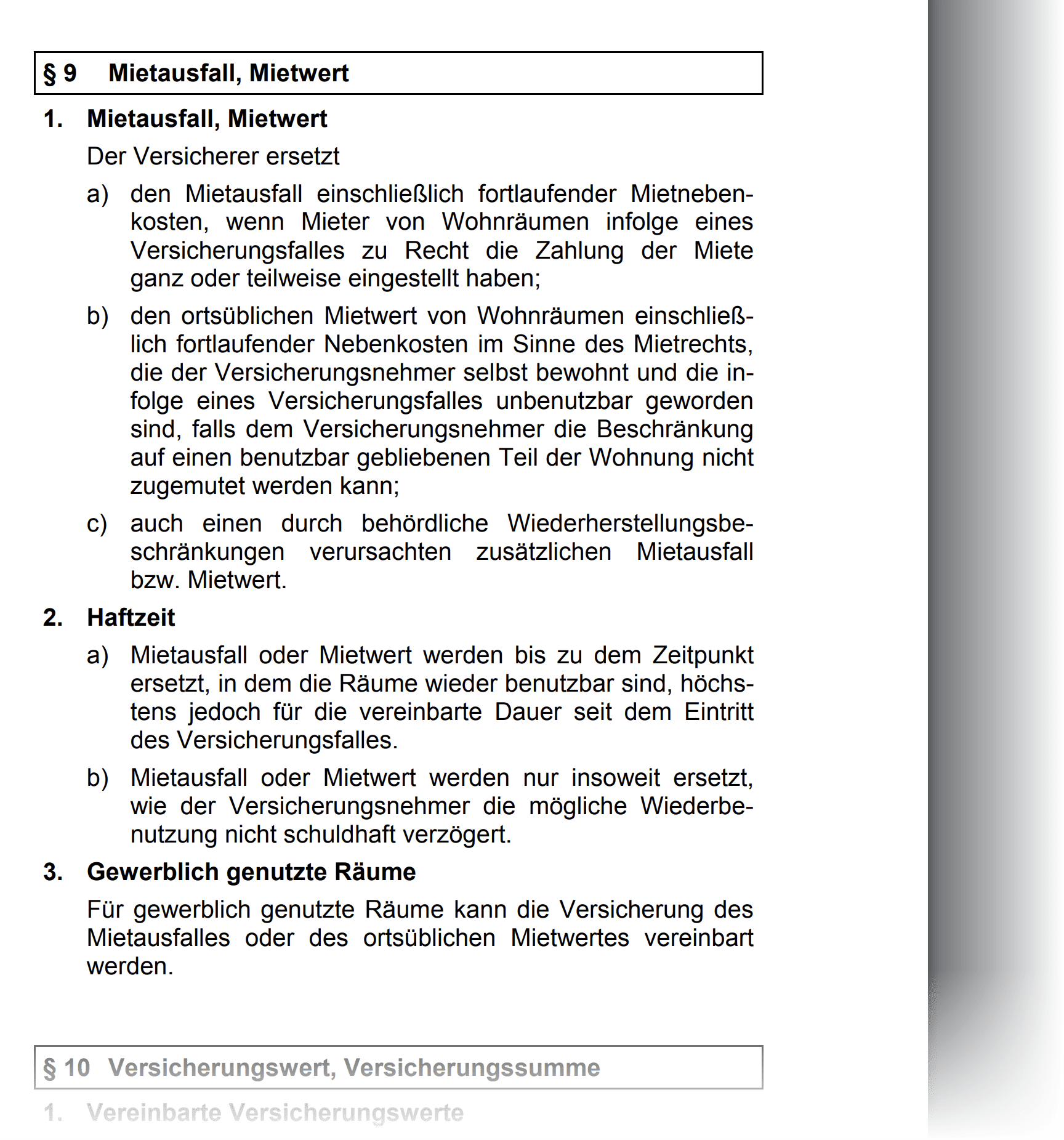 Mietwertersatz bei Mietausfall - Genaue Regeln für den Mietersatzwert definieren die Allgemeinen Bedingungen für die Wohngebäudeversicherung (VGB)