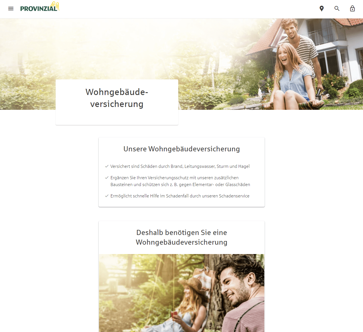 Provinzial Gebäudeversicherung | Hausbesitzer haben sich in der Regel bewusst für eine Wohngebäudeversicherung der Provinzial entschieden. Umso ärgerlicher und enttäuschender ist es, wenn sie nach einem Gebäudeschaden feststellen: "Die Provinzial Gebäudeversicherung zahlt nicht für diesen Schaden". (Screenshot provinzial.de/west/versicherung/wohnen/wohngebaeudeversicherung.html am 30.06.2022)