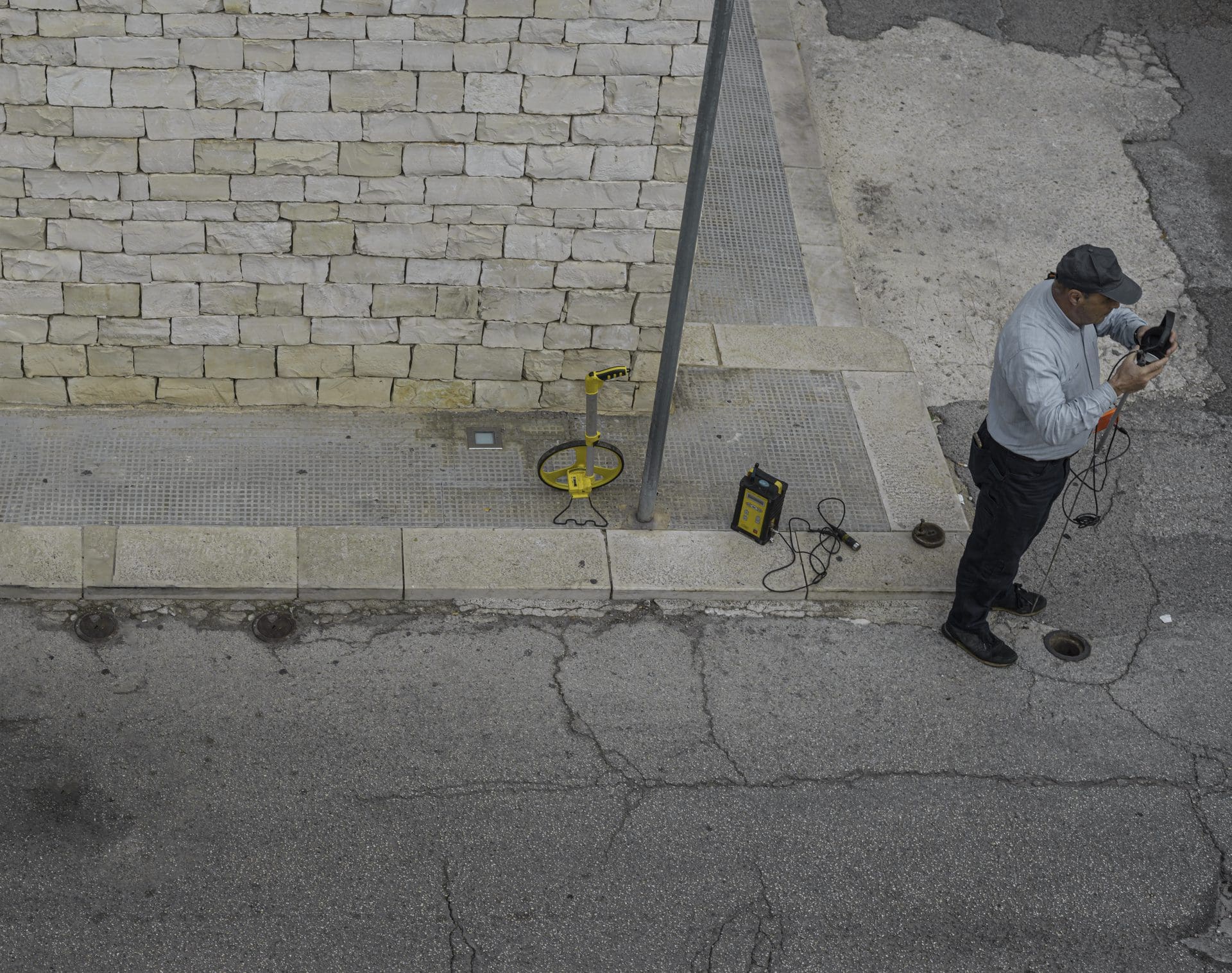 Rohrbruchortung draußen auf der Straße vor dem Gebäude - Experten nutzen für die Leckortung unterschiedliche Technik (© peuceta / stock.adobe.com)