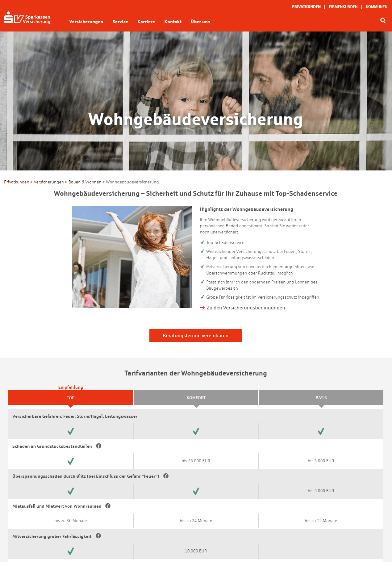 SV Wohngebäudeversicherung | Die meisten Hausbesitzer haben sich bewusst für die Gebäudeversicherung der SparkassenVersicherung entschieden. Umso enttäuschender ist es, wenn sie im Schadensfall feststellen: Die "SparkassenVersicherung Gebäudeversicherung zahlt nicht" (Screenshot sparkassenversicherung.de/content/privatkunden/produkte/bauen/wohngebaeudeversicherung/#/Wohngebaeude am 30.06.2022)